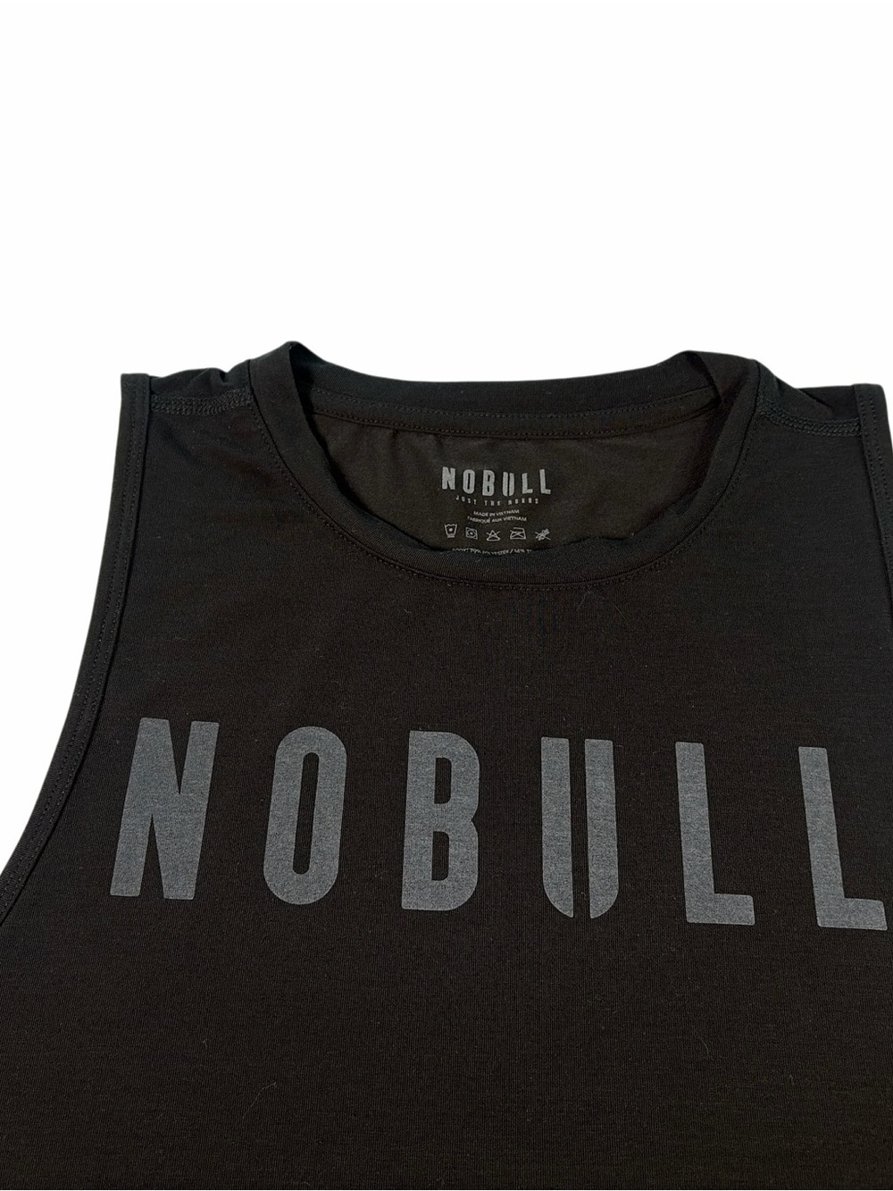 2-NOBULL Womens Black/Gray High Neck Cropped Muscle Tank Top S Athletic CrossFit - Picture 9 of 12
